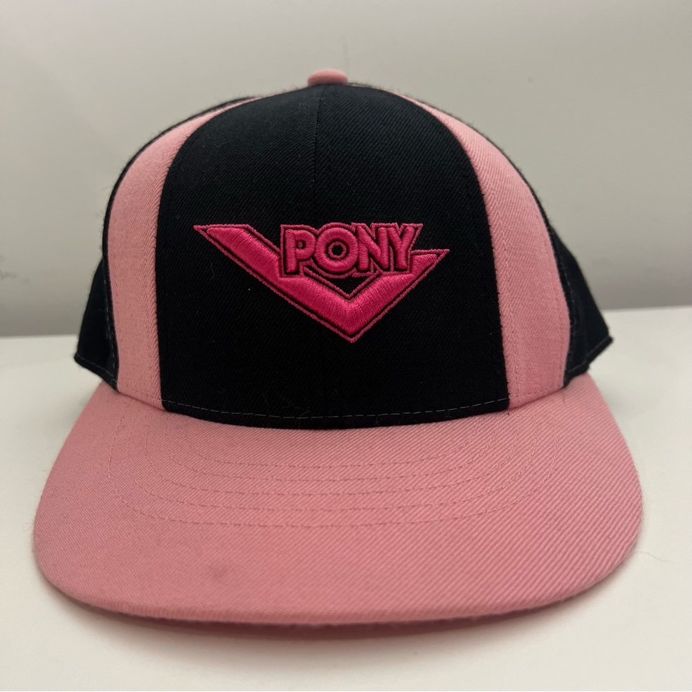 Vintage PONY Pink Black Wool Baseball Cap Made in Korea Y2K